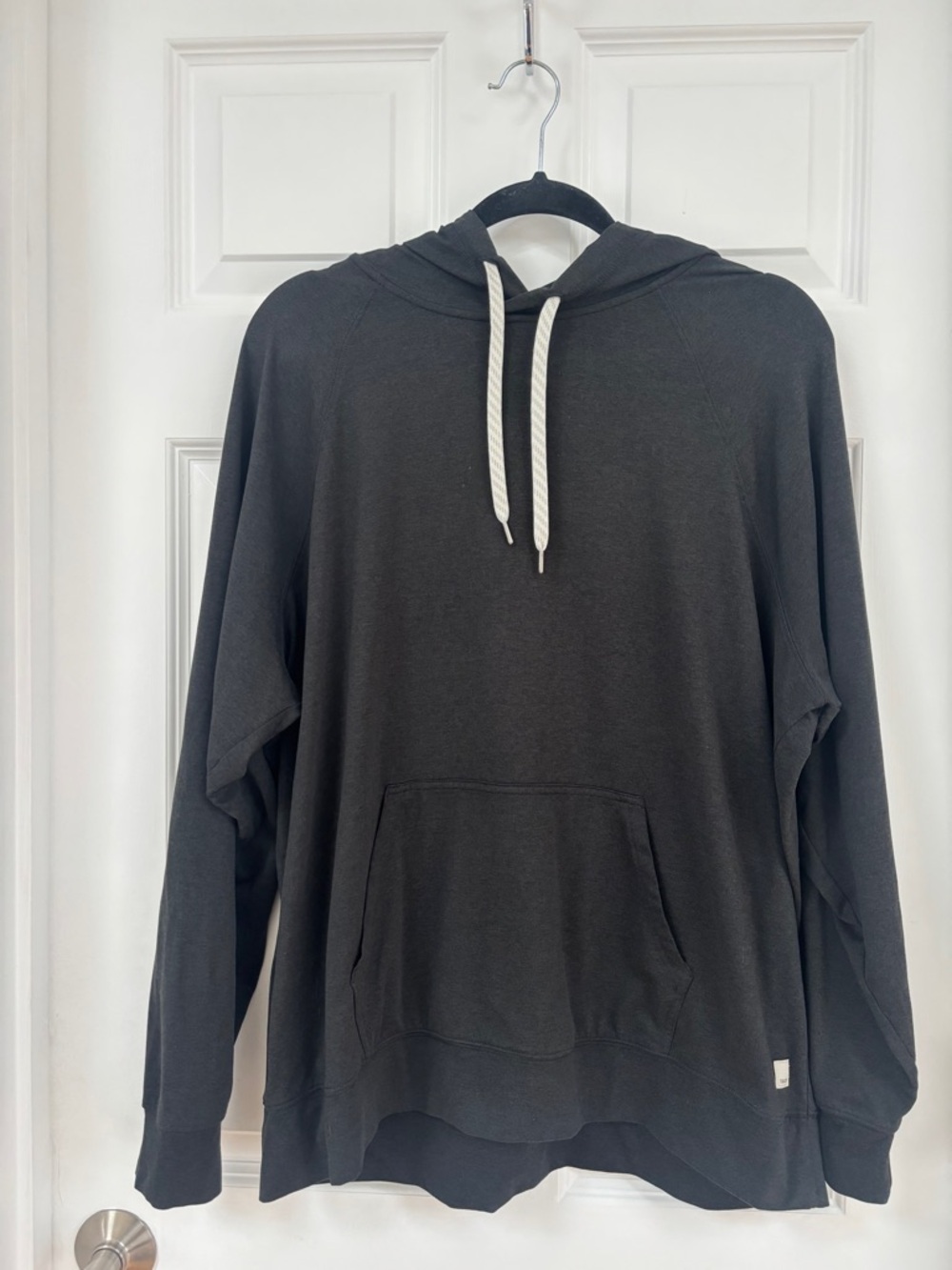 Vuori Black Pullover Hoodie with White Drawcords